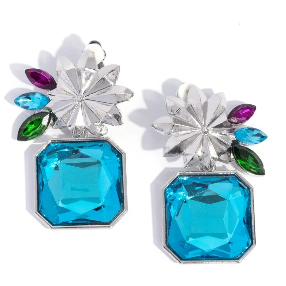 NWT Lush Lure Silver/Blue Clip-On Earrings - Picture 2 of 4